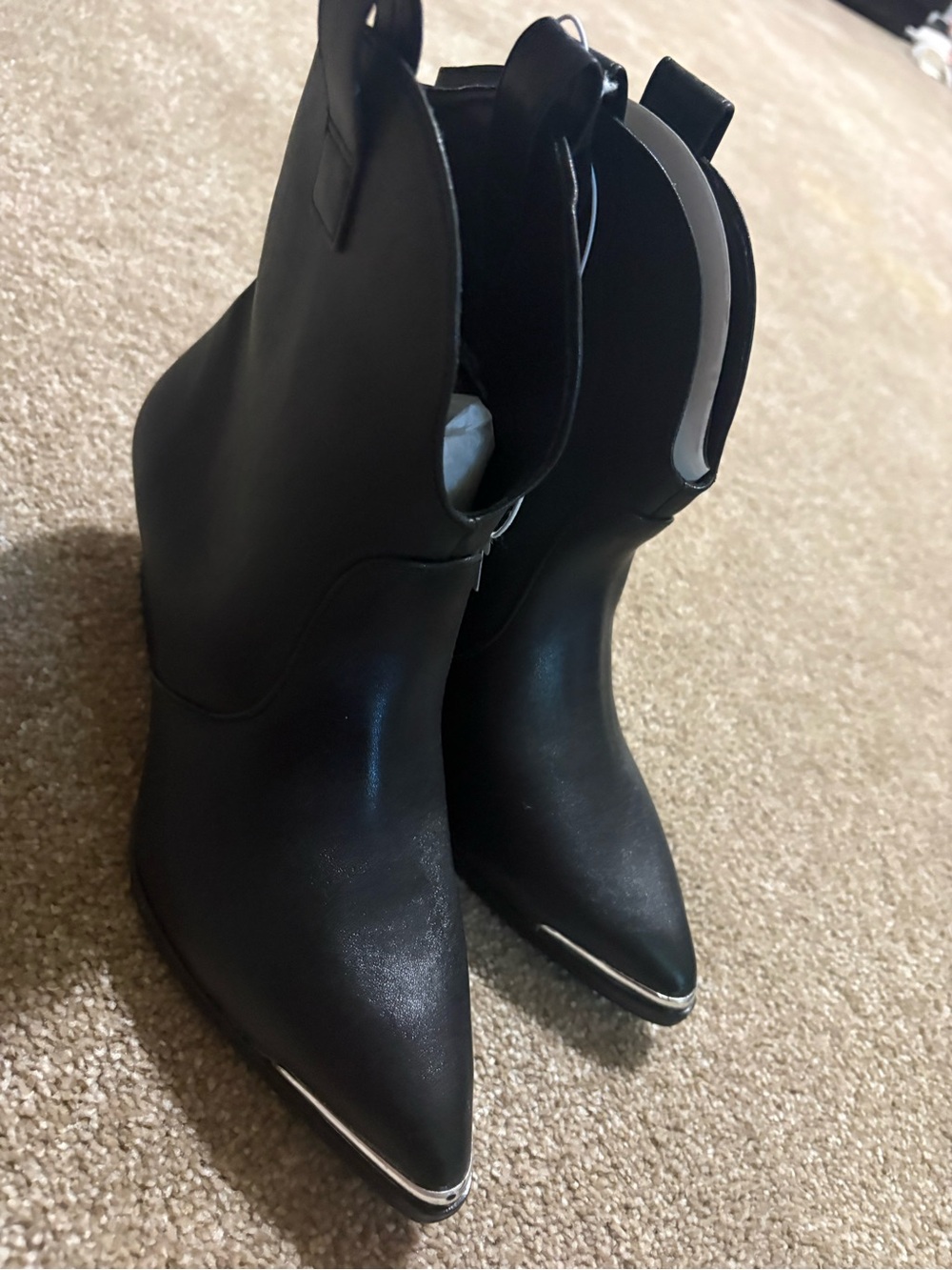 Black Pointed Toe Western Ankle Boots - Women's Stylish Chelsea Booties